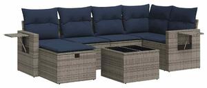 VidaXL 7 részes szürke polyrattan kerti ülőgarnitúra párnákkal