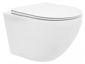 Rea Carlo Mini Rimless Flat miska WC wisząca z deską wolnoopadającą biała REA-C2760