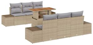 VidaXL Kerti Kanapé Szett tárolóval 7 pcs Bézs Poli rattan