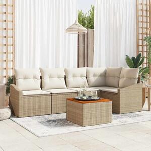 VidaXL Kerti Kanapé Szett tárolóval 6 pcs Beige és krém polirattan