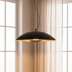 Lindby Emilienne függőlámpa, fekete, arany színű, Ø 60 cm, dimmelhető, Fekete, Nappali / Étkező, fém, Modern