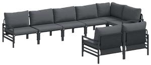 VidaXL Kerti Kanapé Szett párnával 8 pcs Fekete Acél