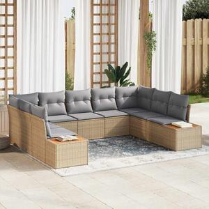 Kerti Kanapé Szett 5 pcs Beige és Világosszürke Polyrattan