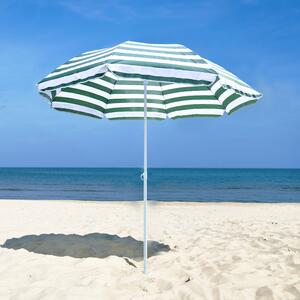 Outsunny Strandnapernyő Dönthető Tetővel, 45°, Ø1,8x2 m, Zöld és Fehér