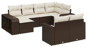 VidaXL 10 részes barna polyrattan kerti ülőgarnitúra párnákkal
