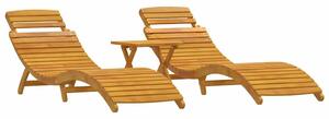 VidaXL Napozóágy 2-személy 3 pcs Barna 40 x 40 x 40cm Tömör akácfa