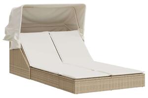 VidaXL Dupla Napozóágy - Polyrattan - Bézs - 200x100cm