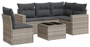 VidaXL Polyrattan Kerti Ülőgarnitúra - 6 részes - Világosszürke