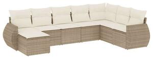 VidaXL Polyrattan Kerti Ülőgarnitúra - 8 részes - Bézs