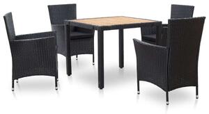Polyrattan Kültéri Étkezőgarnitúra - 5 részes - Fekete