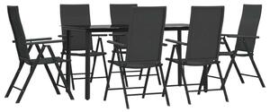 Polyrattan Kerti Étkezőgarnitúra - 7 részes - Fekete