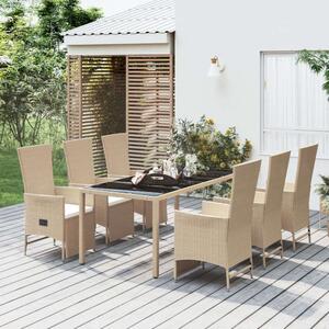 Polyrattan Kerti Étkezőgarnitúra - 7 részes - Bézs