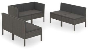 Polyrattan Kerti Ülőgarnitúra - 6 részes - Szürke