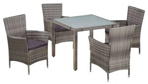 Kültéri Polyrattan Étkezőszett - 5 részes - Szürke