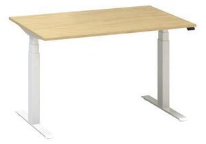 Alfa Office Alfa Up állítható magasságú irodai asztal fehér lábazattal, 120 x 80 x 61,5-127,5 cm, bükk Bavaria mintázat%