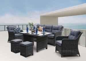 ROJAPLAST SAN DIEGO exkluzív polyrattan kerti bútor garnitúra - antracit/szürke ()