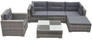VidaXL Polyrattan Kerti Ülőgarnitúra - 6 részes - Szürke