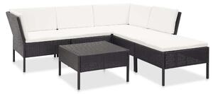 VidaXL Polyrattan Kerti Bútorszett - 6 részes - Fekete