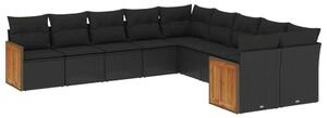 VidaXL Polyrattan Kerti Ülőgarnitúra - 10 részes - Fekete