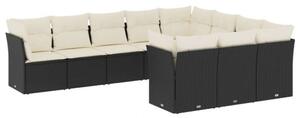 VidaXL Polyrattan Kerti Ülőgarnitúra - 10 részes - Fekete