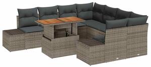 VidaXL Kerti Kanapé Szett tárolóval 9 pcs Szürke Poli rattan