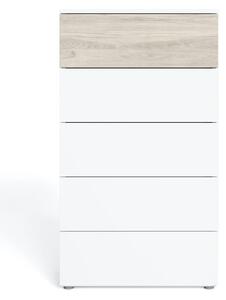 Fehér magas komód tölgyfa dekorral 62x111 cm Sahara - Marckeric