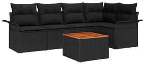 VidaXL Kerti Kanapé Szett tárolóval 6 pcs Fekete polirattan