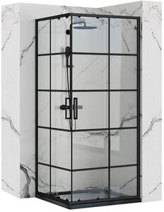 Rea Concept zuhanykabin 80x80 cm négyzet fekete félmatt/átlátszó üveg REA-K5479