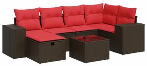 VidaXL 7 részes barna polyrattan kerti ülőgarnitúra párnákkal