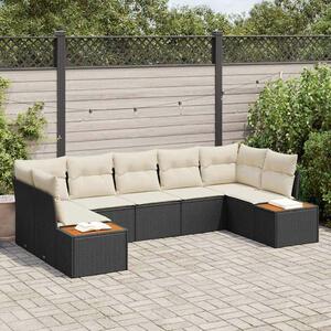VidaXL Kerti Kanapé Szett párnával 7 pcs Fekete és Krém Polyrattan