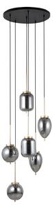 Függőlámpa Lucande, Elani, dimmable, Fekete, Nappali, Üveg, Modern