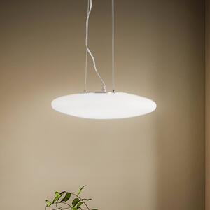 Lindby LED lógó világítás Gunda, fehér, üveg, Ø 47 cm, dimmelhető, dimmelhető, Fehér / opál, Nappali / Étkező, Üveg, Modern