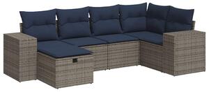 VidaXL 6 részes szürke polyrattan kerti ülőgarnitúra párnákkal
