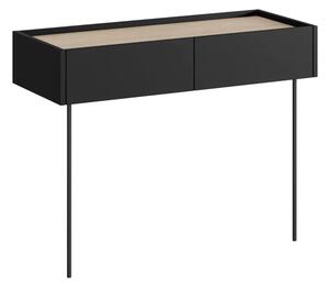 Desin fésülködőasztal 100 cm fiókokkal és fém lábakkal - matt fekete / nagano tölgy