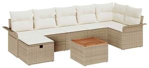 VidaXL Kerti Kanapé Szett párnával tárolóval 8 pcs Bézs Poli rattan