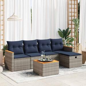 VidaXL 6 részes szürke polyrattan kerti ülőgarnitúra párnákkal