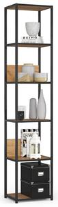 AKORD LOFT Industriális Regál 40 cm Fekete/Craft Tölgy 6 Polcos