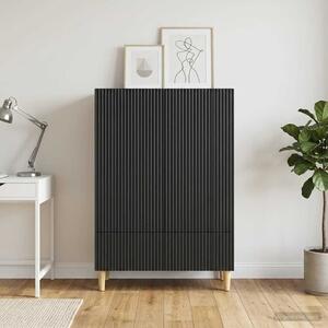 VidaXL Széf fiókkal Fekete 66 x 34,5 x 95 cm Szerelt Fa