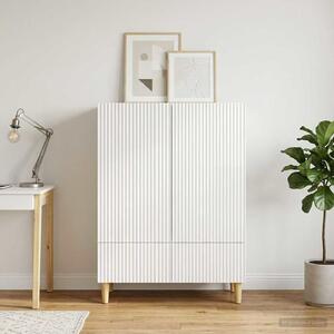 VidaXL Széf fiókkal Magasfényű Fehér 66 x 34,5 x 95 cm Szerelt Fa