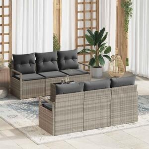 VidaXL Kerti Kanapé Szett 7 pcs Világosszürke 55 x 55 x 37 cm