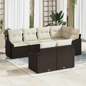 VidaXL Kerti Kanapé Szett 7 pcs Barna Poli rattan