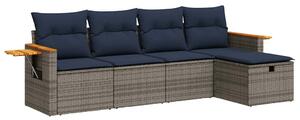 VidaXL 5 részes szürke polyrattan kerti ülőgarnitúra párnákkal