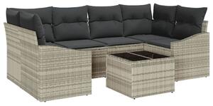 VidaXL Kanapé Szett párnával párnával 7 pcs Világosszürke polirattan