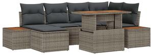 VidaXL Kerti Kanapé Szett tárolóval 7 pcs Szürke Poli rattan