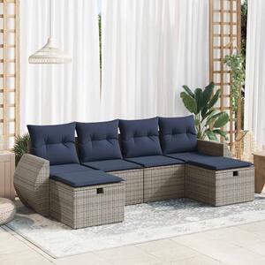 VidaXL 6 részes szürke polyrattan kerti ülőgarnitúra párnákkal