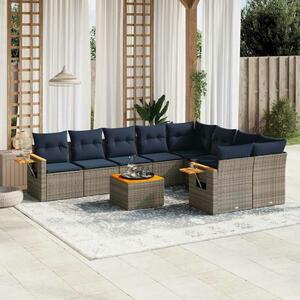 VidaXL 10 részes szürke polyrattan kerti ülőgarnitúra párnával