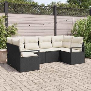 VidaXL Kerti Kanapé Szett 6 pcs Fekete Poli rattan