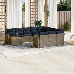 VidaXL 11 részes szürke polyrattan kerti ülőgarnitúra párnákkal