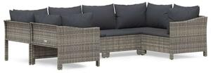 VidaXL 6 részes szürke polyrattan kerti ülőgarnitúra párnákkal