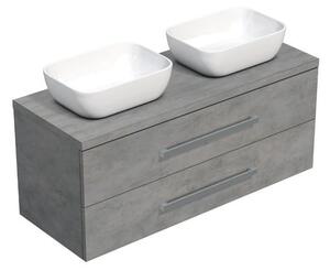 Fürdőszobaszekrény szekrény a mosdókagyló alatt lappal SAT Cube Way 120x47,5x46 cm beton matt CUBE46161203BESAT45